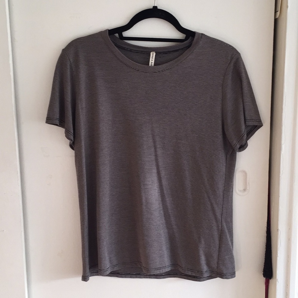 brown and black striped tee